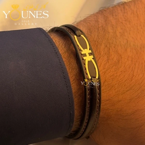 دستبند طلا چرم مردانه L184